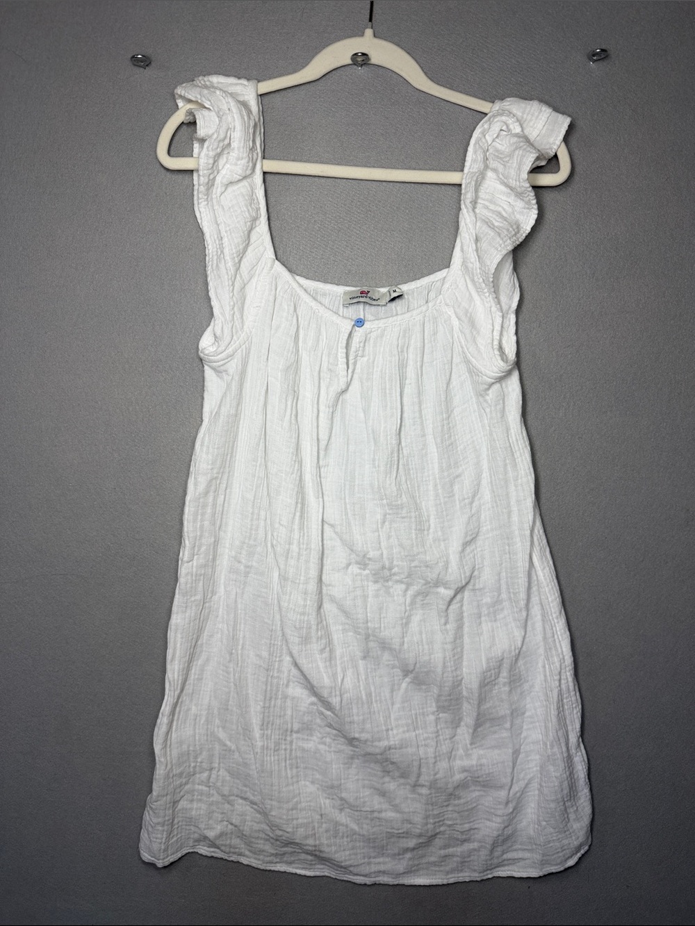 Vineyard Vines White Ruffle Strap 100% cotton graduation/beach dress